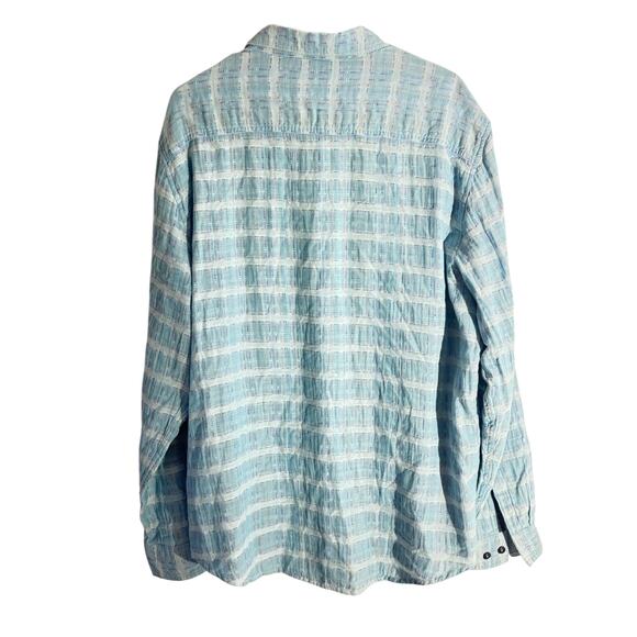 Carbon2Cobalt Blue Grid Textured Cotton Long Sleeve Shirt Men’s L - Picture 5 of 6